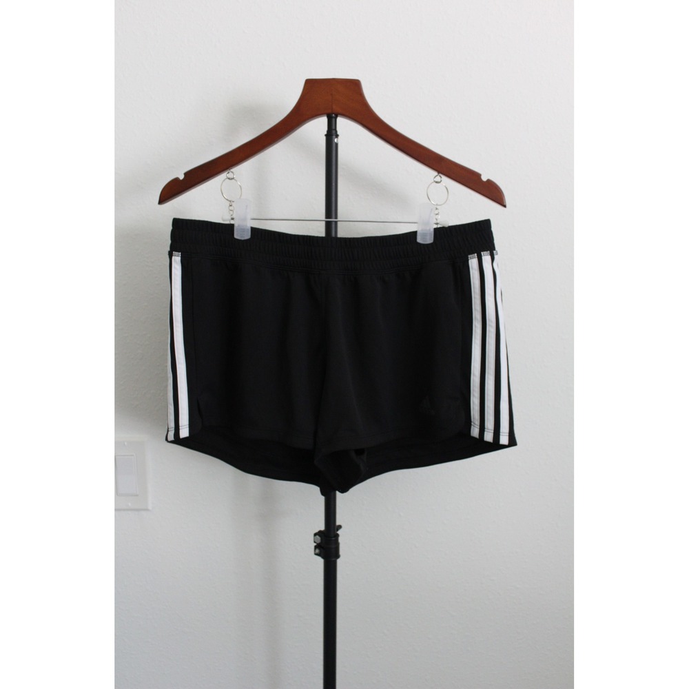 Adidas 3-Stripe Athletic Track Soccer Shorts Women's Medium Black White
